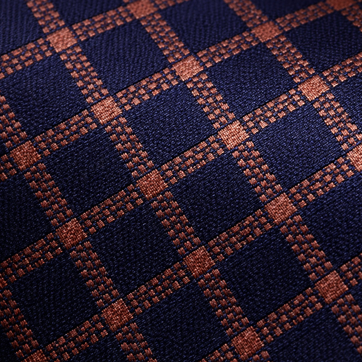 The Monterosso Men’s Luxury Silk Neck Tie - Checked Navy Blue