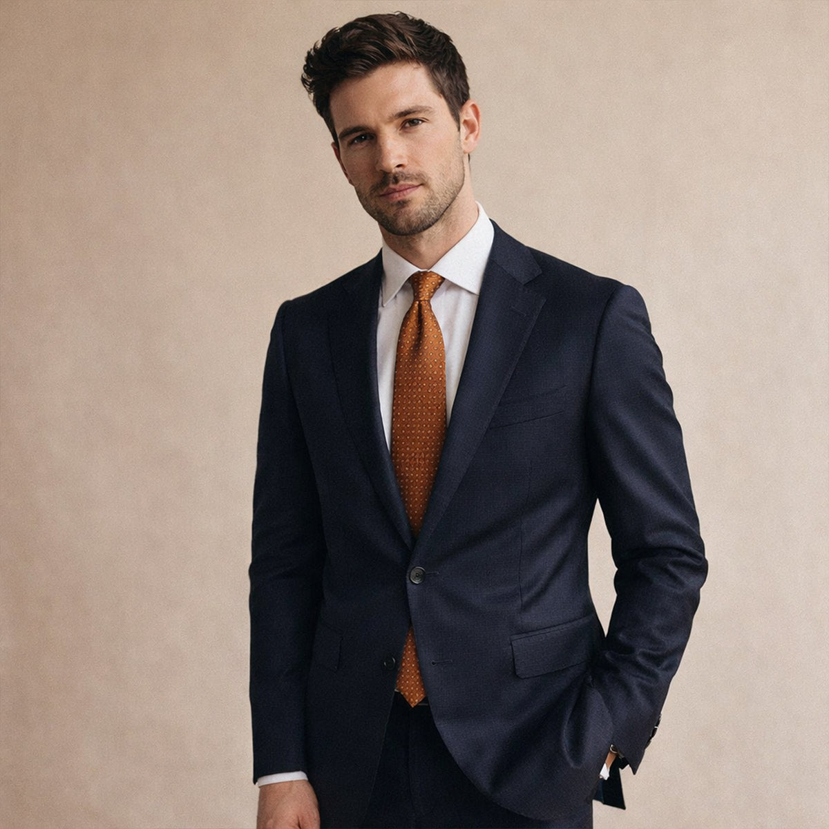The Monterosso Men’s Luxury Jacquard Plaid Business Necktie - Orange