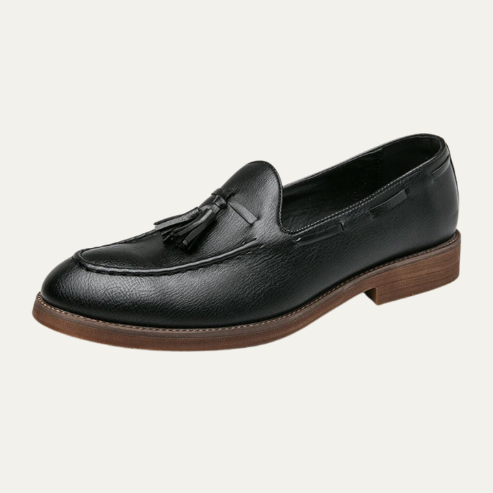 The Hawthorne Park Men’s Pointed Toe Tassel Leather Slip On Loafers