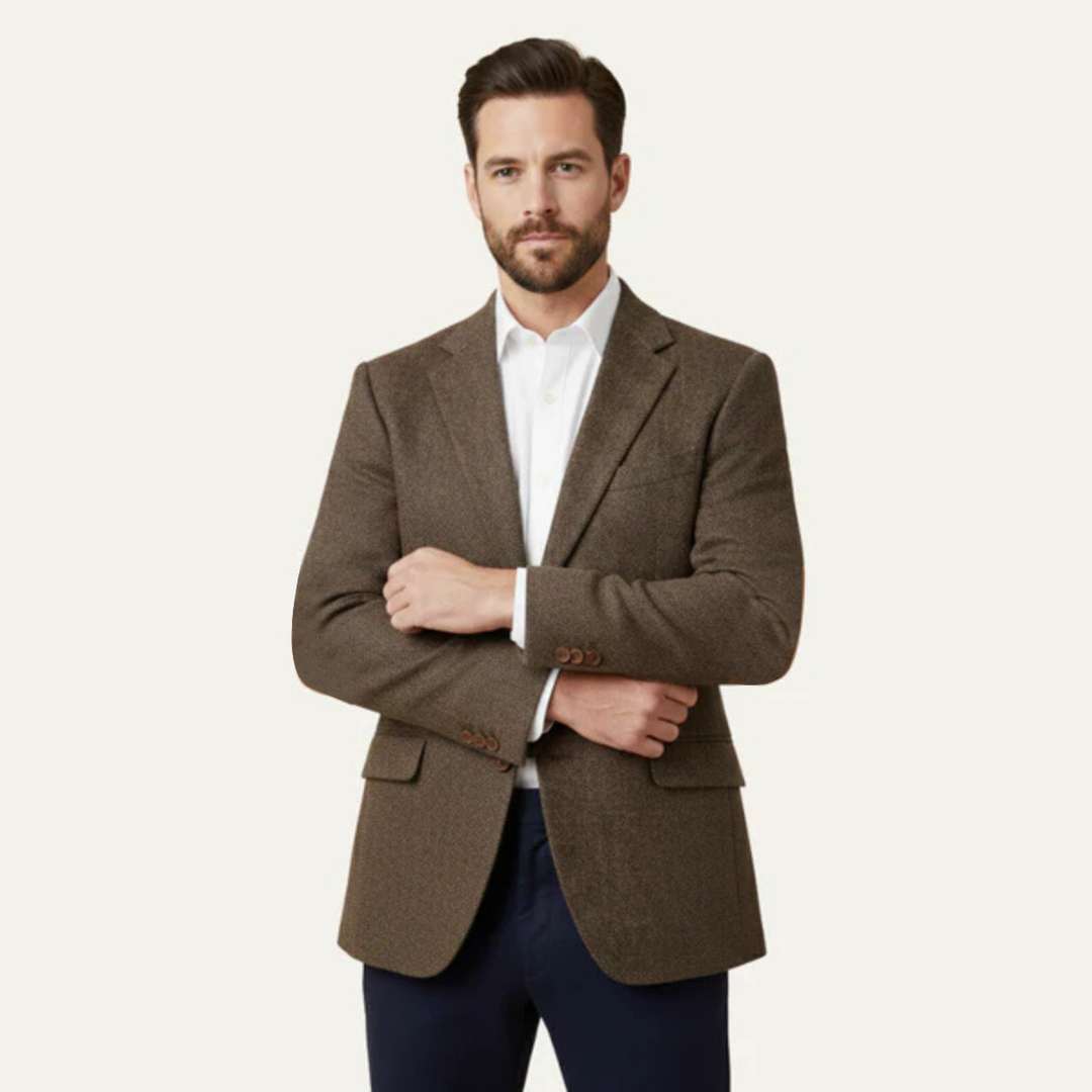 The Verona Men’s Single Breasted Herringbone Tweed Blazer