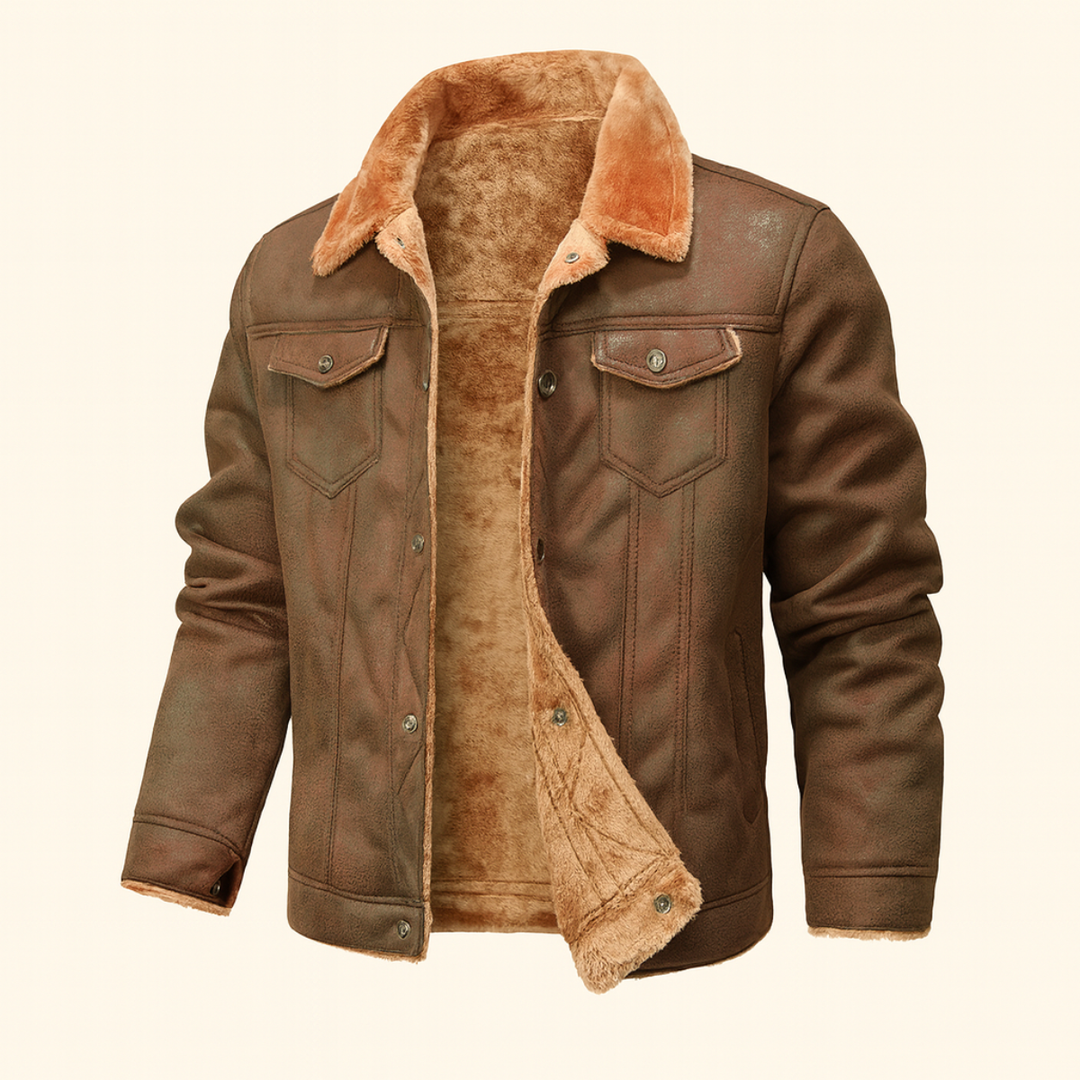 The Wrexham Men’s Shearling Vintage Faux Leather Jacket