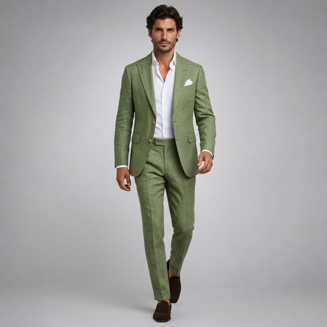 The Hillford Men’s Linen Slim Fit 2 Piece Suit – Blazer and Pants