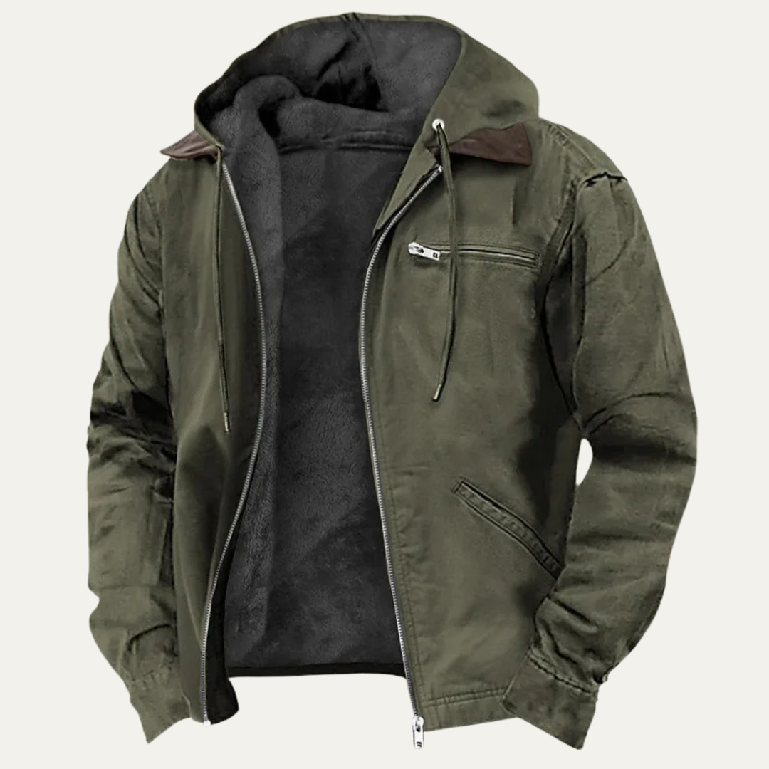 Men's Windbreaker Fleece Lined Hooded Jacket