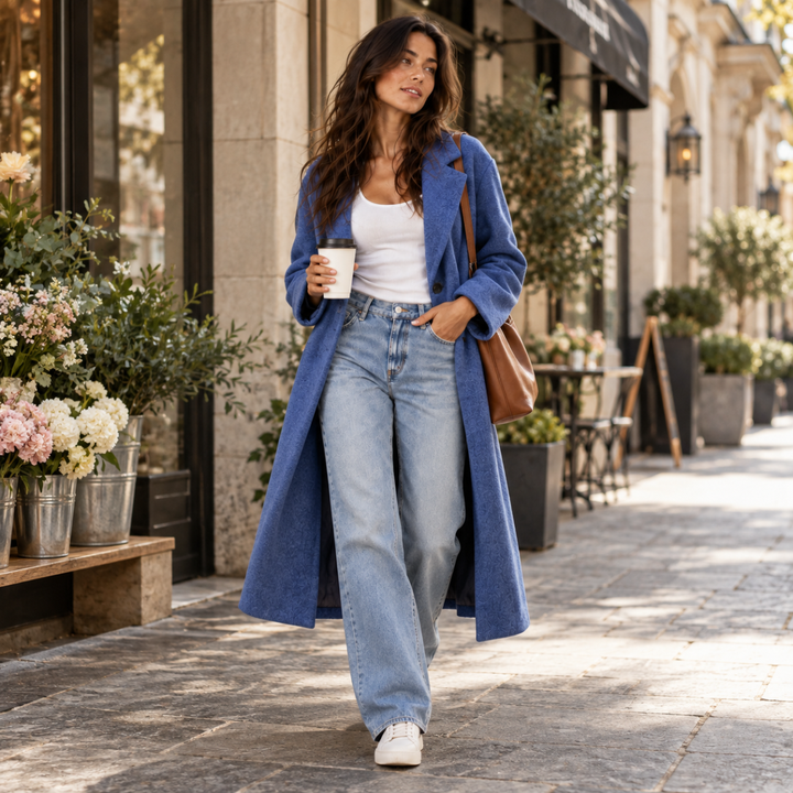 Women's Oversized Wool Blend Coat – Long Single Breasted Winter Overcoat