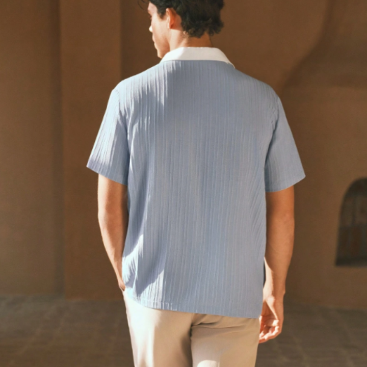 The Melbourne Men’s Short Sleeve Knit Polo Shirt with Contrast Collar