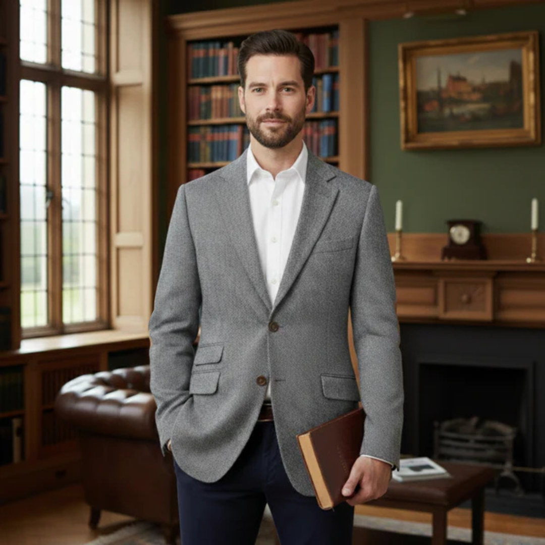 The Verona Men’s Single Breasted Herringbone Tweed Blazer