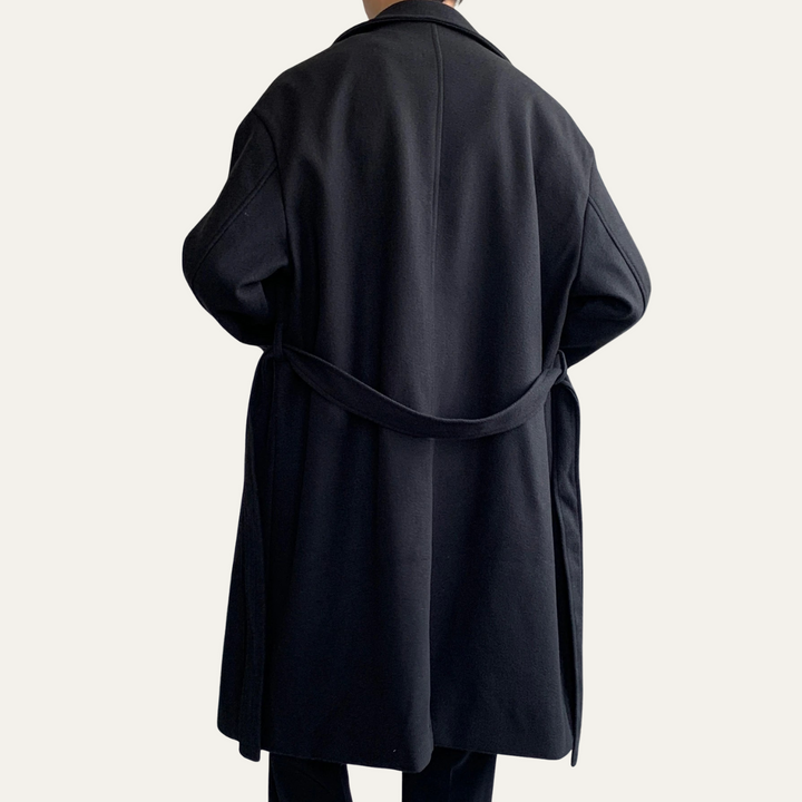Men's Wool Overcoat Black Long