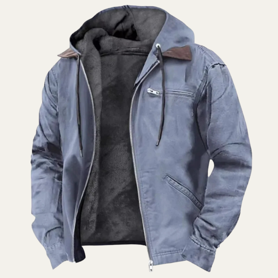 Men's Windbreaker Fleece Lined Hooded Jacket