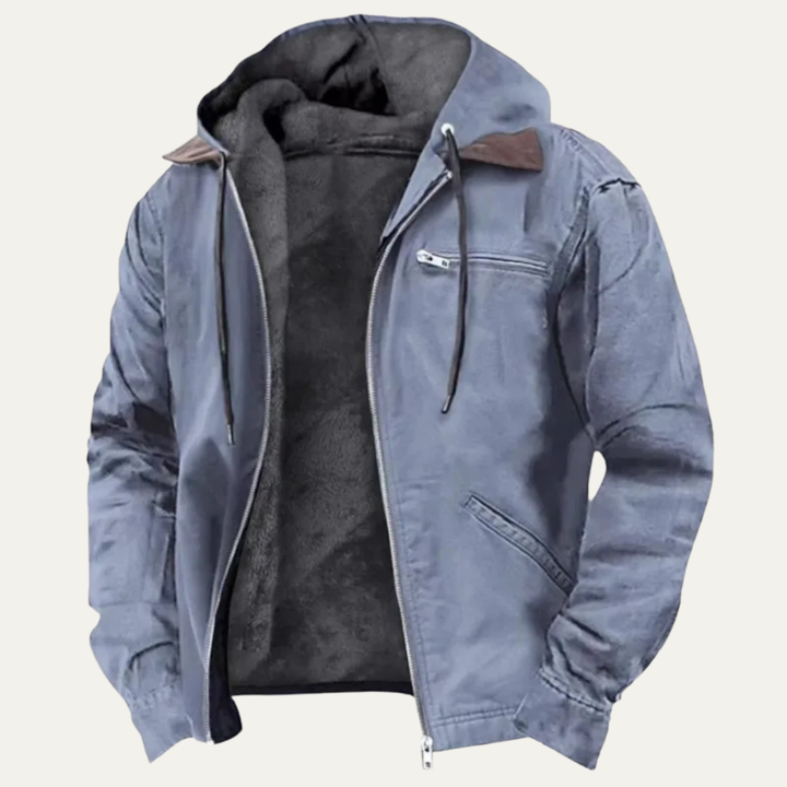 Men's Windbreaker Fleece Lined Hooded Jacket