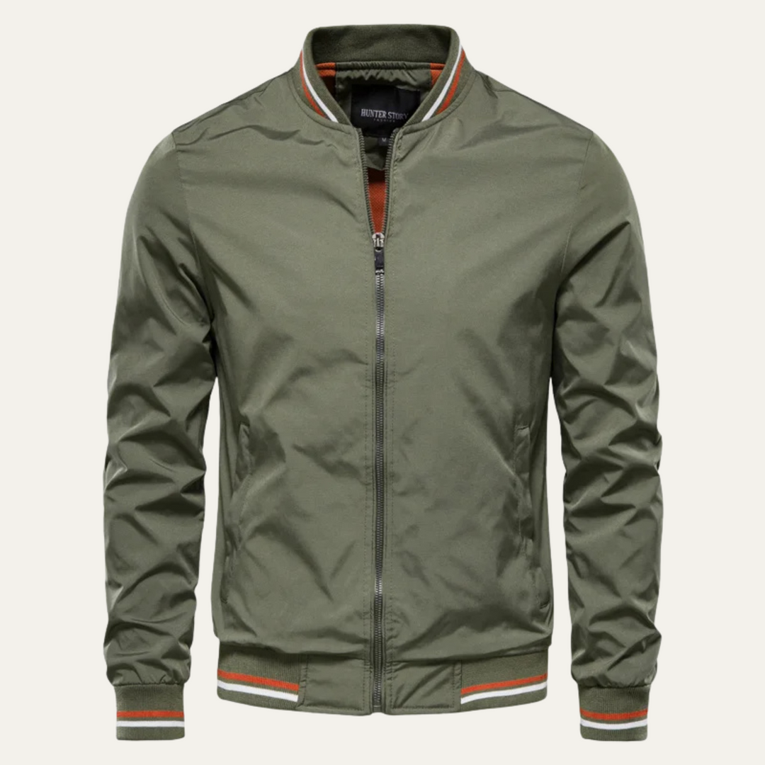 Men's Lightweight Bomber Jacket Sage Green Zip Up