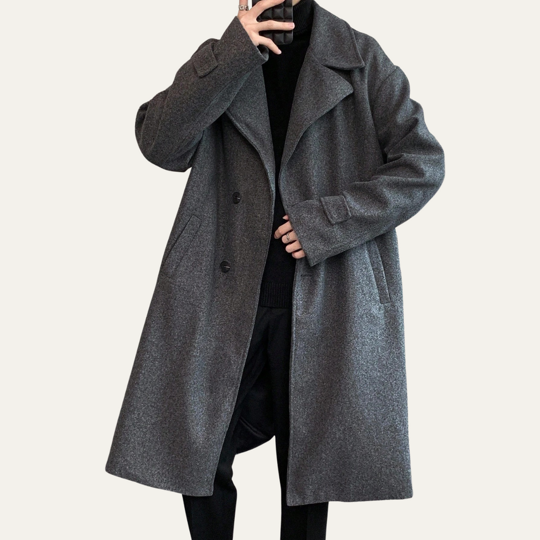 Men's Wool Overcoat Black Long