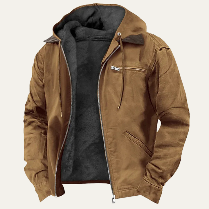 Men's Windbreaker Fleece Lined Hooded Jacket