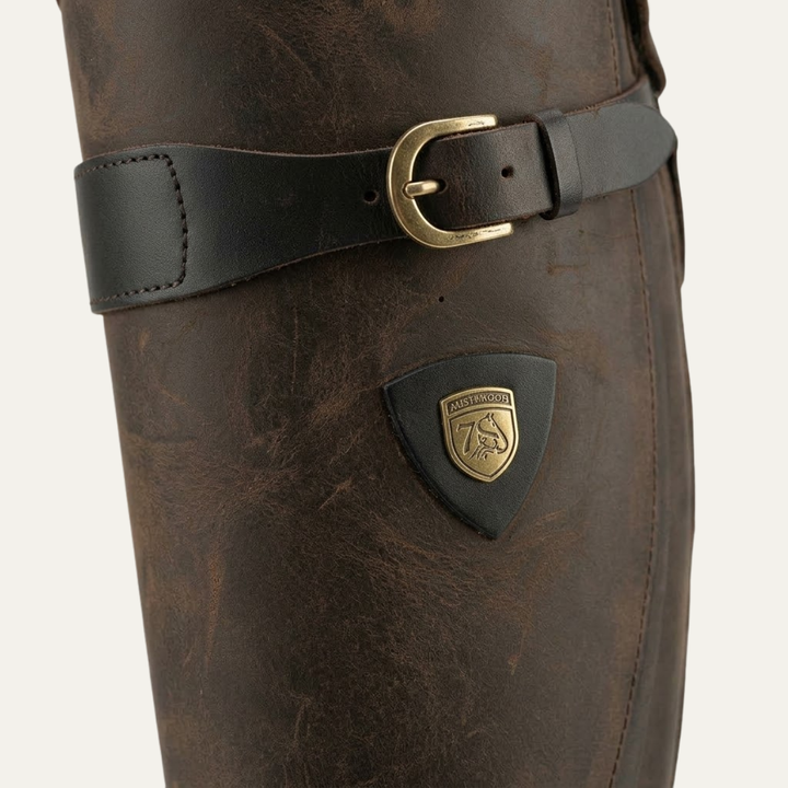 Women’s Knee High Riding Boots – Buckle Low Heel Boots