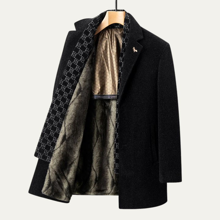 The Brighton Men's Warm Fur Lined Coat with Scarf