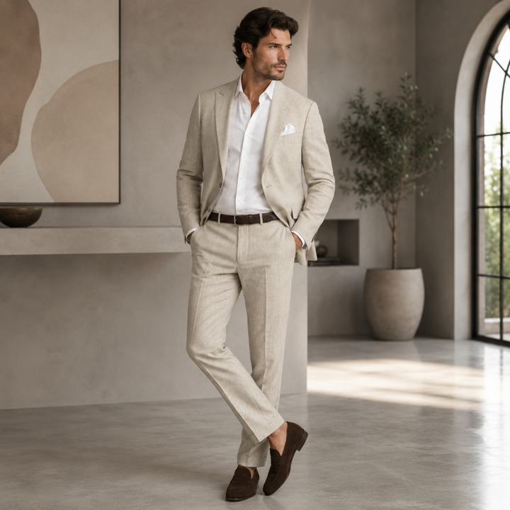 The Hillford Men’s Linen Slim Fit 2 Piece Suit – Blazer and Pants