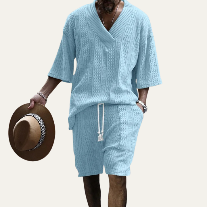 The Redwood Park Men’s Light Summer Knitted Set – Polo Shirt & Short
