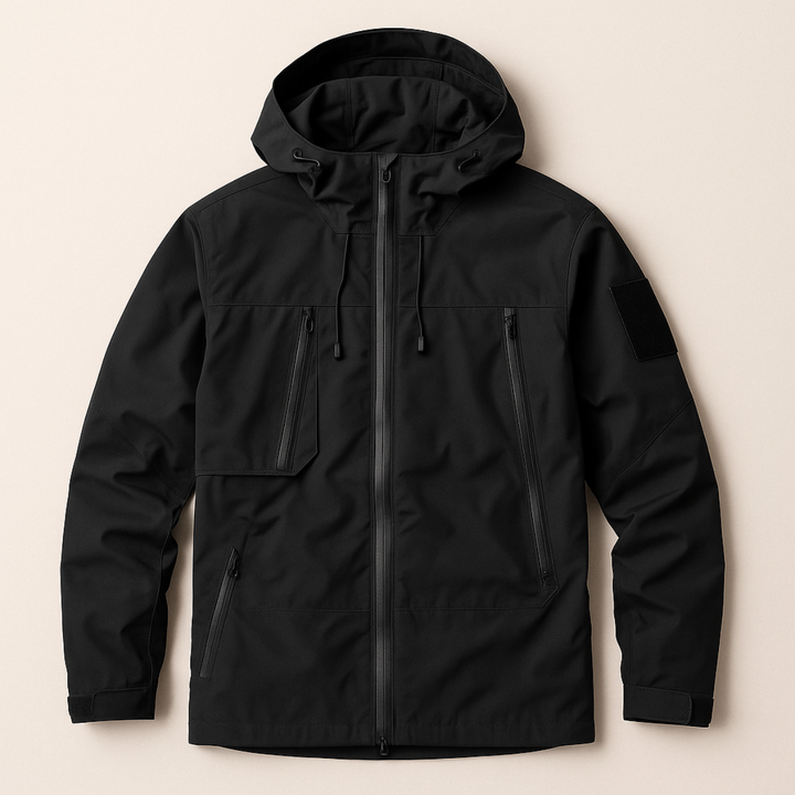 Men's Lightweight Waterproof Windbreaker Black Hooded