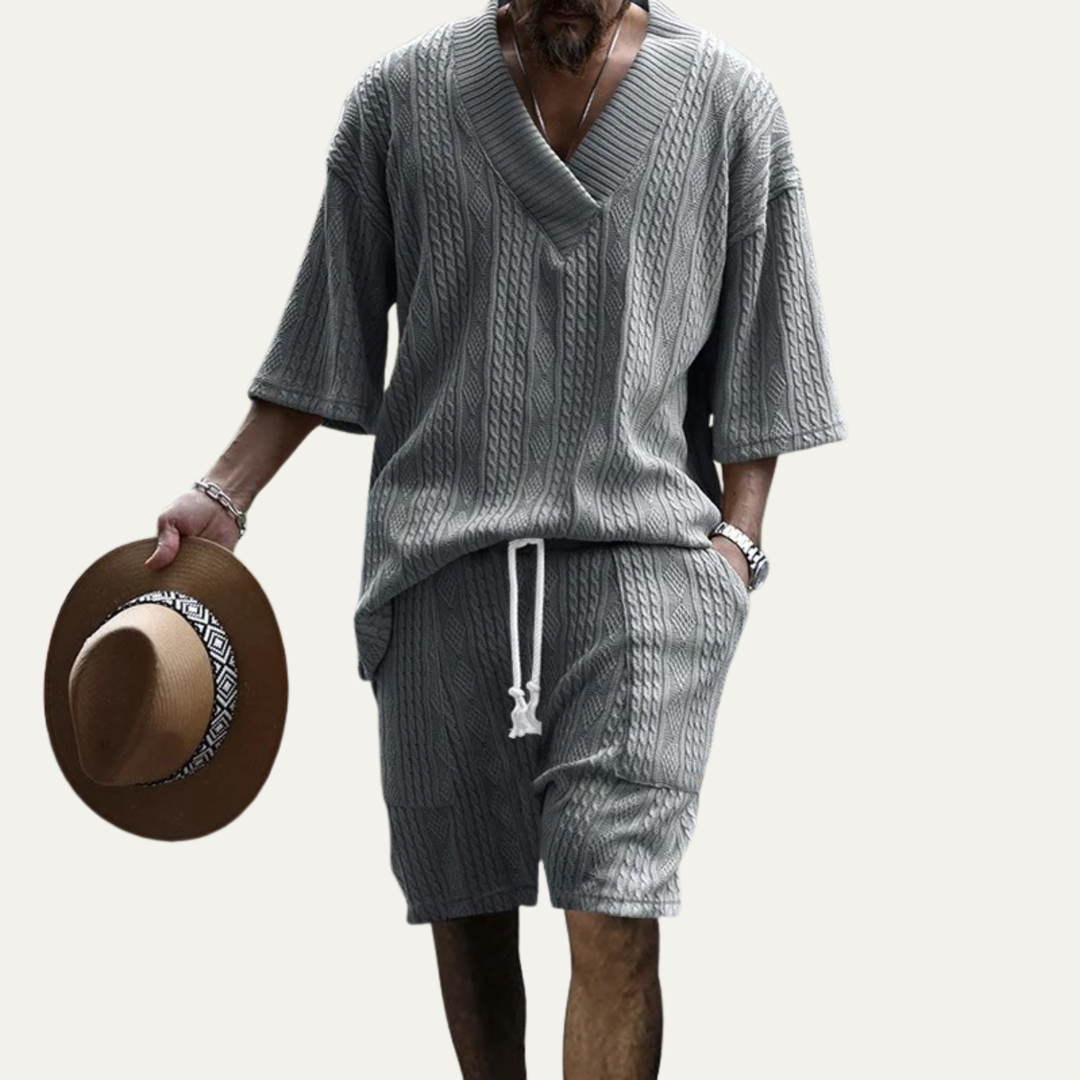 The Redwood Park Men’s Light Summer Knitted Set – Polo Shirt & Short
