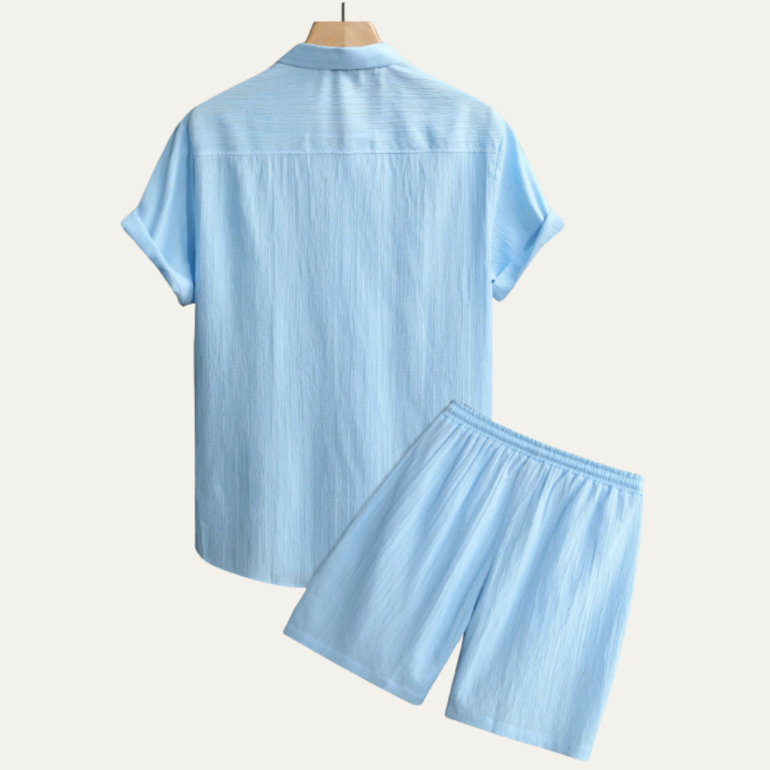 The Glenridge Park Men’s Lightweight Co Ord Set – Button Up Shirt & Drawstring Shorts