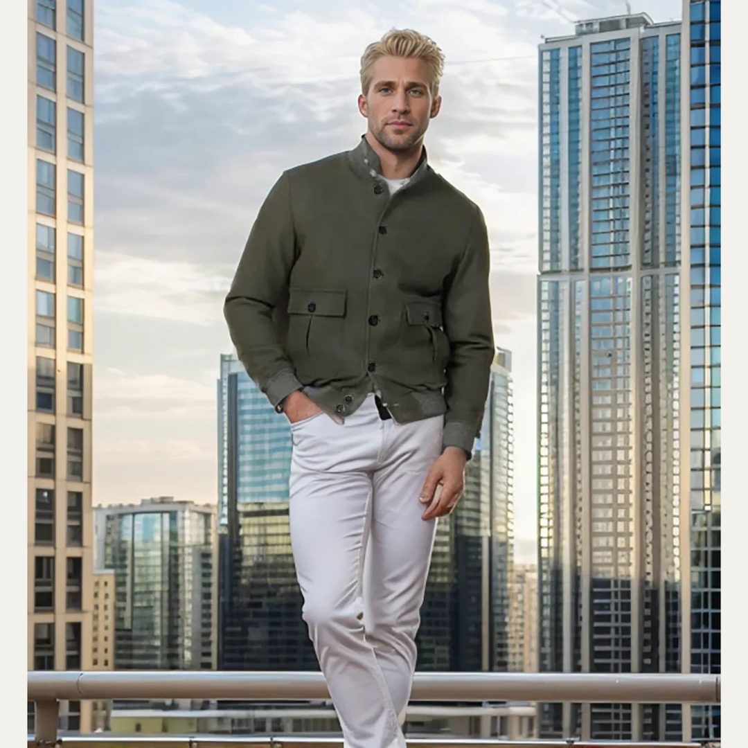 The Civitanova Men’s Ribbed Collar Multi Pocket Blazer