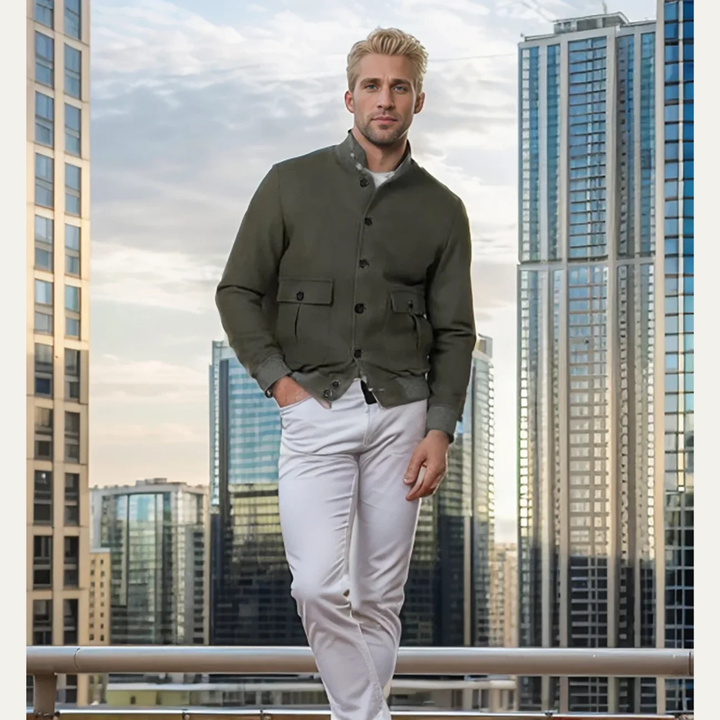 The Civitanova Men’s Ribbed Collar Multi Pocket Blazer