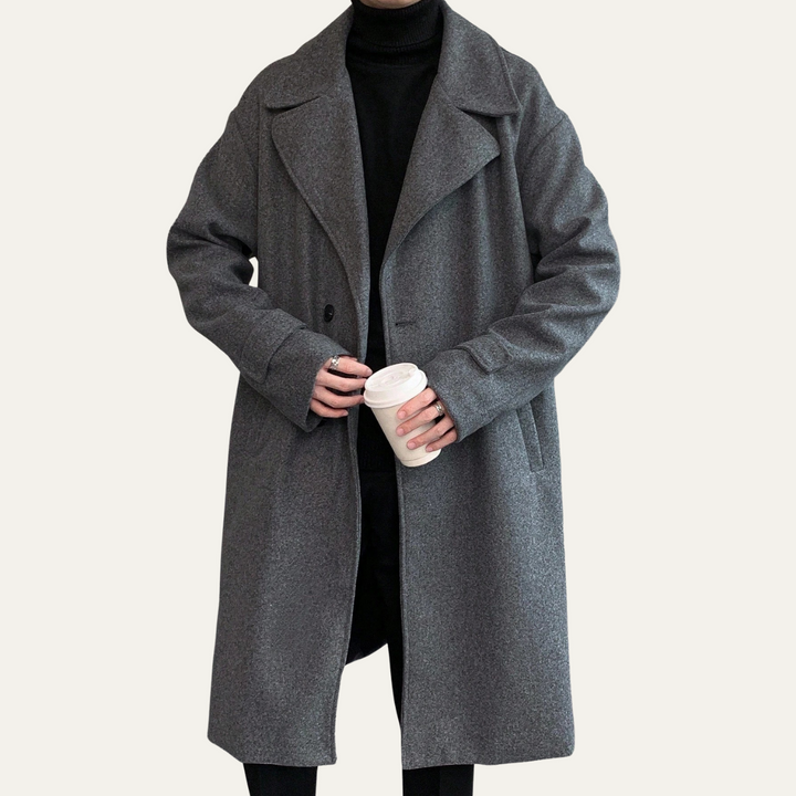 Men's Wool Overcoat Black Long