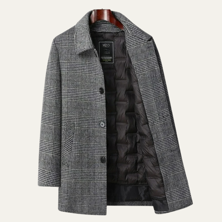 Men's Wool Blend Overcoat Charcoal Down Insulated