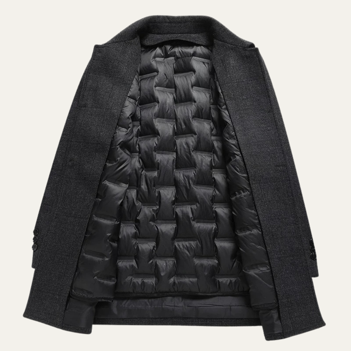 Men's Wool Blend Overcoat Charcoal Down Insulated