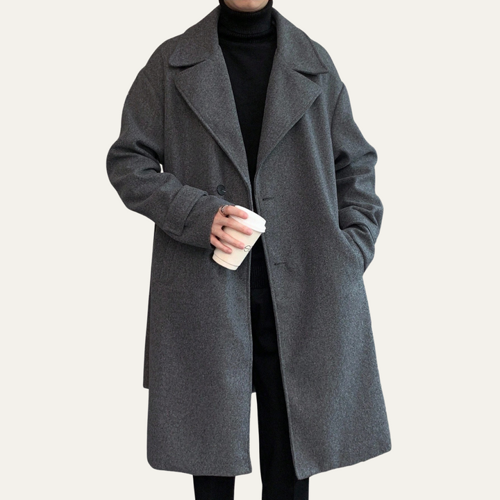 Men's Wool Overcoat Black Long