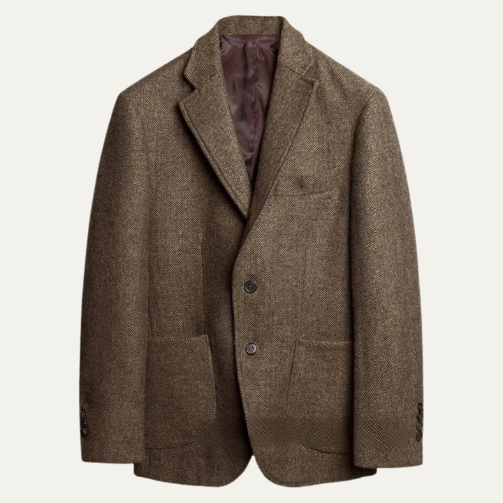 The Glencrest Men’s Single Breasted Herringbone Wool Tweed Blazer