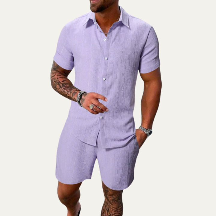 The Glenridge Park Men’s Lightweight Co Ord Set – Button Up Shirt & Drawstring Shorts