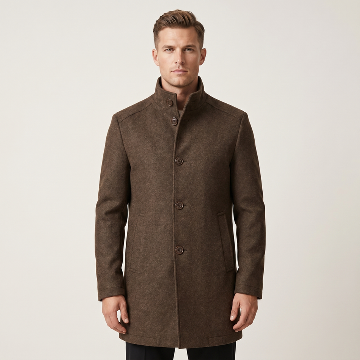 Men's Wool Overcoat Button Up