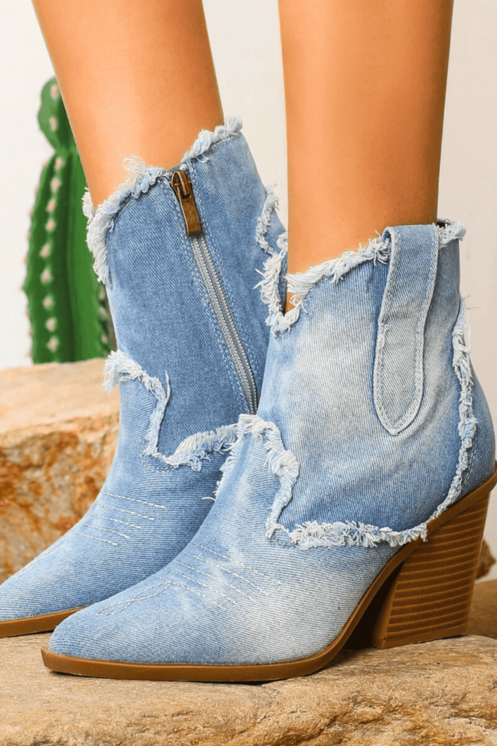 Women’s Block Heel Ankle Boots – Side Zip Heeled Boots
