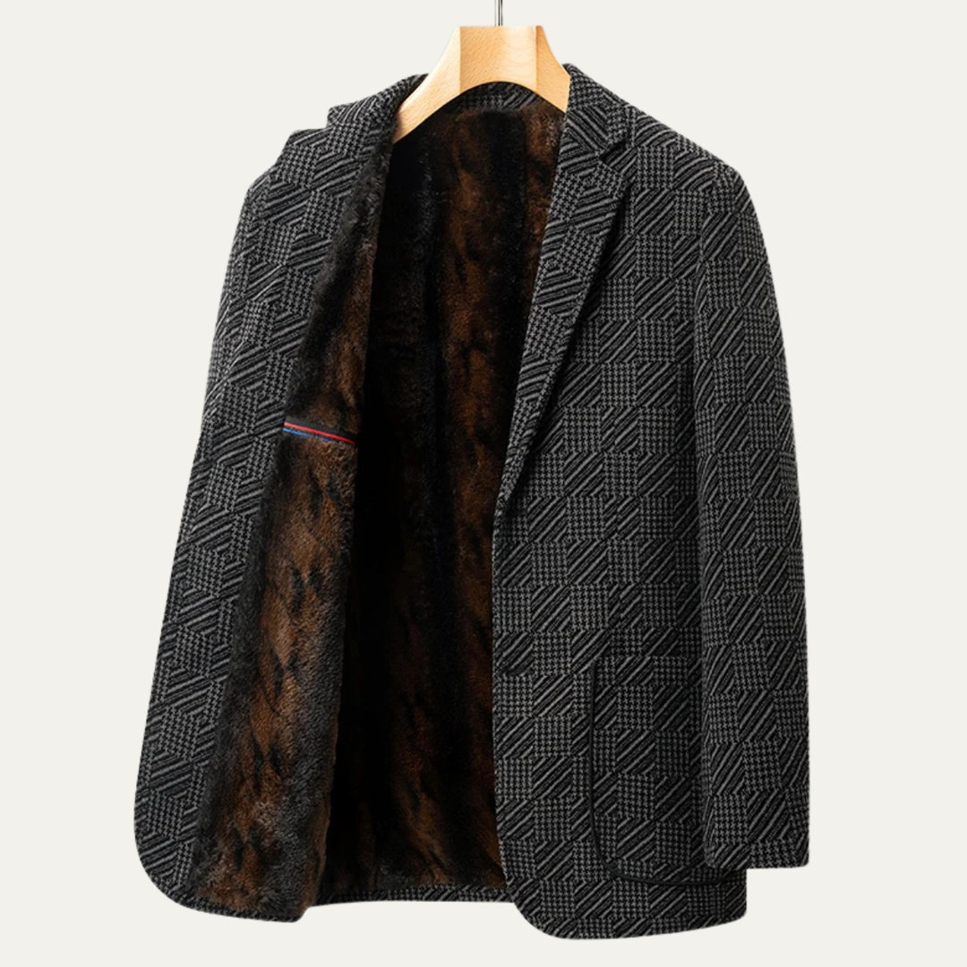 The Ellsworth Men’s Warm Fleece Lined Textured Winter Blazer