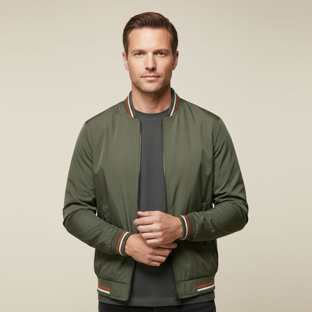 Men's Lightweight Bomber Jacket Sage Green Zip Up