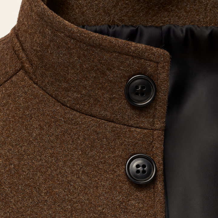 The Aldeburgh Men's Wool Blend Button Up Coat with Warm Lining