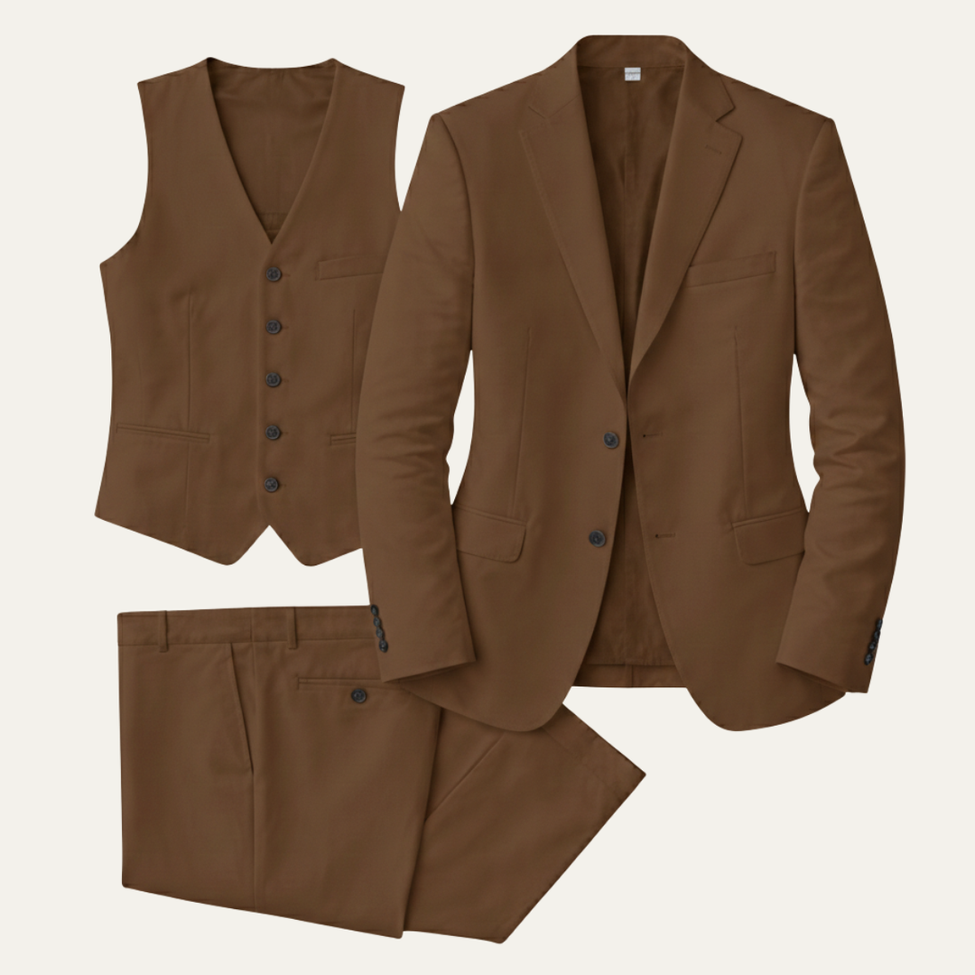 The Engelberg Men’s Business Linen 3 Piece Suit – Jacket, Vest & Pants