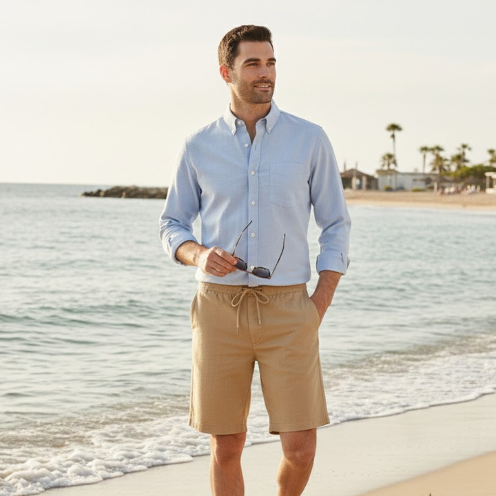 Linen Summer Drawstring Shorts Men
