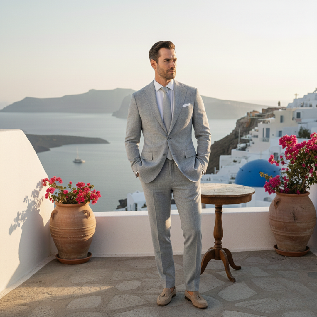 The Geneva Men’s Trendy Linen Suit Set – Blazer & Pants