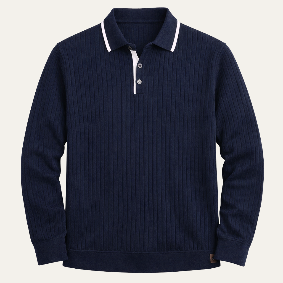Men’s Ribbed Knit Polo Sweater