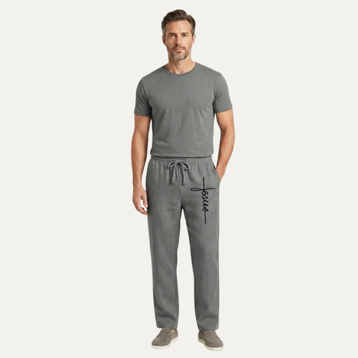 The Cedarbrook Men’s Breathable Relaxed Fit Linen Wide Leg Drawstring Pants