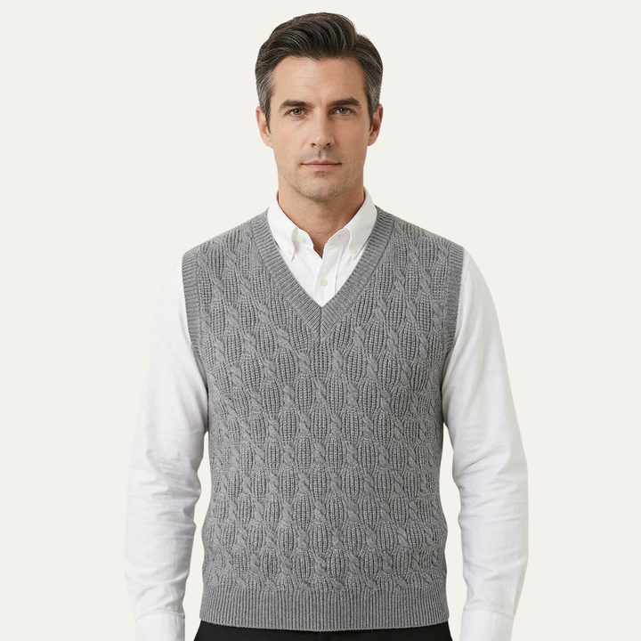 The Alberobello Men’s Warm Textured Knitted V Neck Sweater Vest