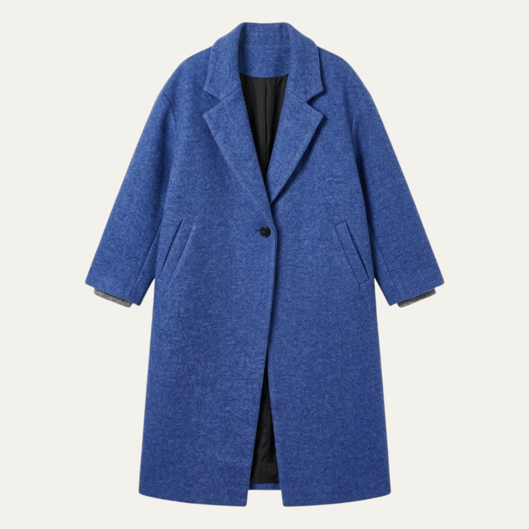 Women's Oversized Wool Blend Coat – Long Single Breasted Winter Overcoat