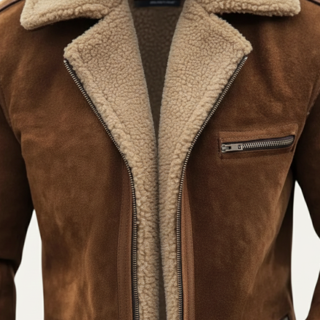 The Sorrento Men’s Vintage Faux Leather Shearling Fleece Jacket