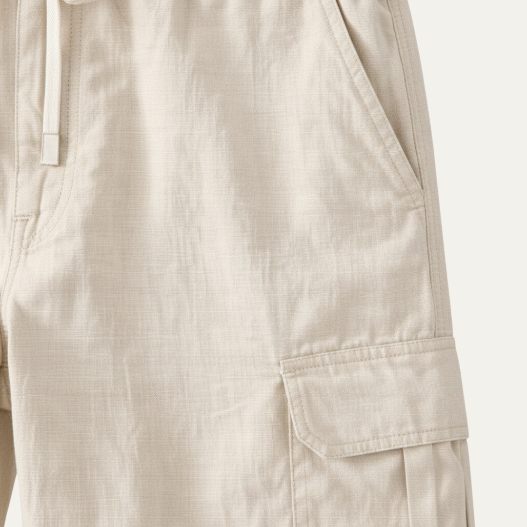 The Maplecrest Men’s Loose Fit Multi Pocket Cotton Linen Cargo Pants