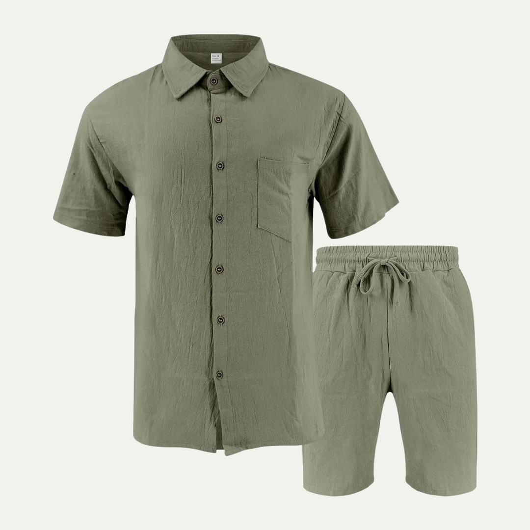 The Wexley Men’s Summer Retro Beach Set – Shirt & Shorts