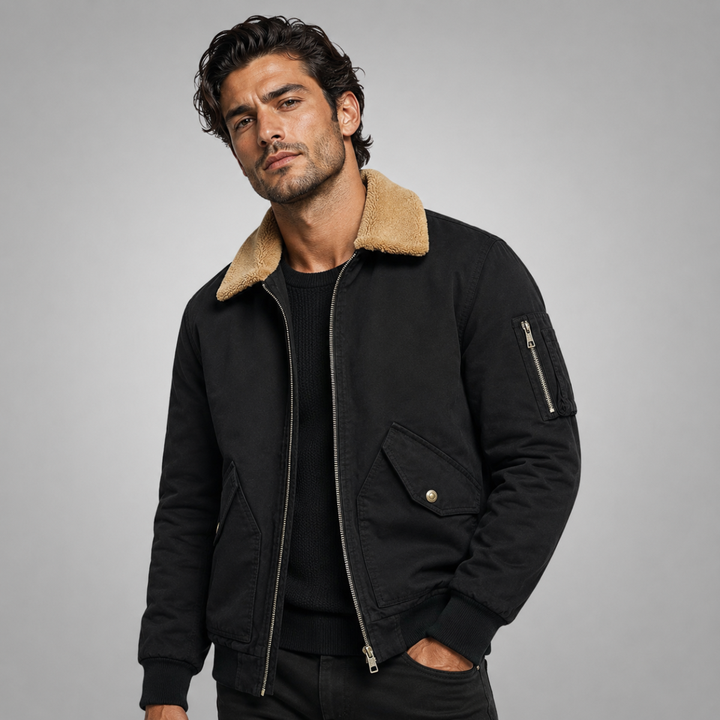 The Faircrest Men’s Warm Sherpa Lined Bomber Jacket