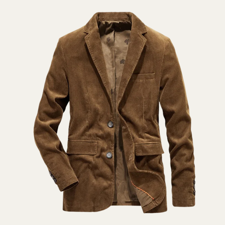 Men's Casual Corduroy Blazer Brown Button Up