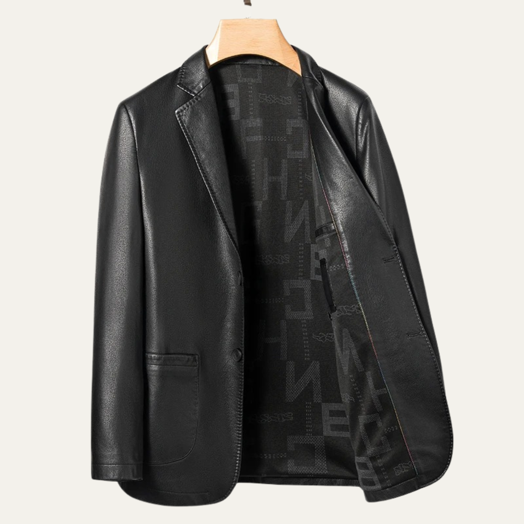 The Brookridge Men’s Slim Fit Leather Blazer Jacket