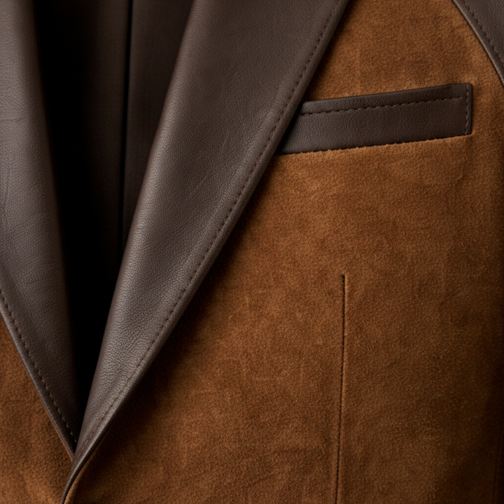 The Champagne Men’s Two Tone Faux Leather Look Blazer Jacket